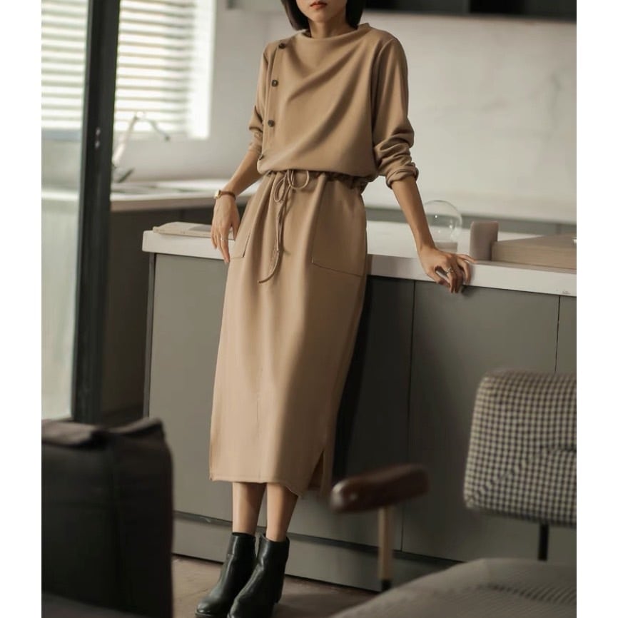 Waist Switching Cotton Onepiece 697